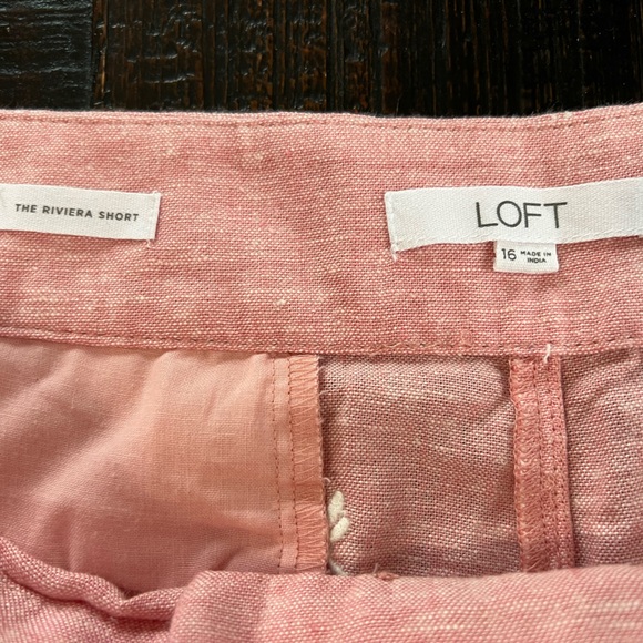 Loft The Riviera Shorts Women Size 16 Pink Dragonfly Embroidered Linen Blend - Picture 8 of 9